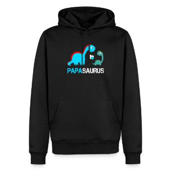 Papasaurus pour papa et enfants | Cadeau fête des pères - Sweat à capuche Premium bio Homme - noir - Devant - Nico (187cm)