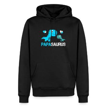 Papasaurus pour papa et enfants | Cadeau fête des pères - Sweat à capuche Premium bio Homme - noir - Devant - Nico (187cm)