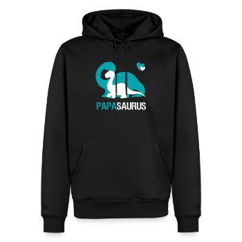 Papasaurus pour papa et enfants | Cadeau fête des pères - Sweat à capuche Premium bio Homme - noir - Devant - Nico (187cm)