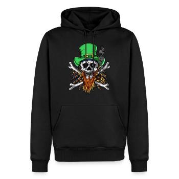 Pirate Skull Irish Leprechaun Crossbones - Men’s Premium Organic Hoodie - black - Front - Nico (187cm)