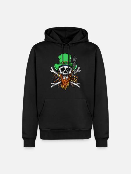Pirate Skull Irish Leprechaun Crossbones - Men’s Premium Organic Hoodie - black