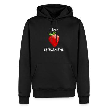 Ich liebe Erdbeeren - Männer Premium Bio Hoodie - Schwarz - Vorne - Nico (187cm)