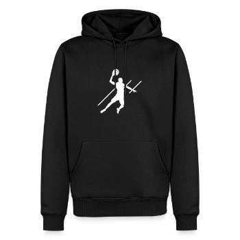 basket-ball - Sweat à capuche Premium bio Homme - noir - Devant - Nico (187cm)