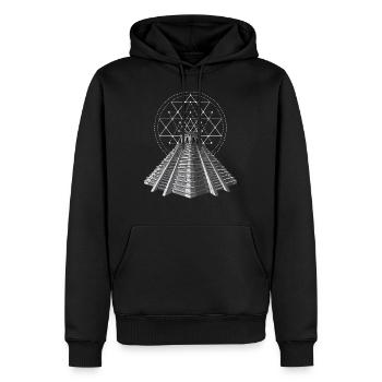 Géométrie sacrée de la pyramide maya aztèque - Sweat à capuche Premium bio Homme - noir - Devant - Nico (187cm)