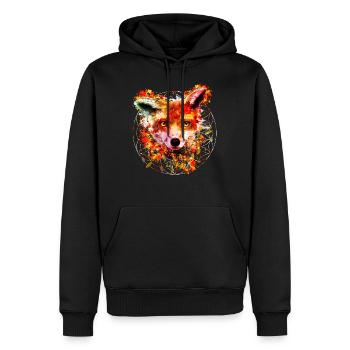 Aquarell Fuchs - Männer Premium Bio Hoodie - Schwarz - Vorne - Nico (187cm)