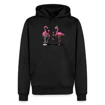 Lustige Flamingo-Vogel-Wein-trinkende Party - Männer Premium Bio Hoodie - Schwarz - Vorne - Nico (187cm)