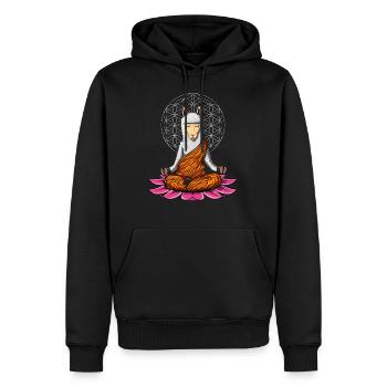 Lama Yoga Zen Alpaca Meditation Buddha Tier - Männer Premium Bio Hoodie - Schwarz - Vorne - Nico (187cm)