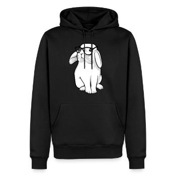 Lapin Hipster avec lunettes Geek - Sweat à capuche Premium bio Homme - noir - Devant - Nico (187cm)