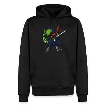 T-Rex Dinosaurier Ninja Krieger Samurai - Männer Premium Bio Hoodie - Schwarz - Vorne - Nico (187cm)