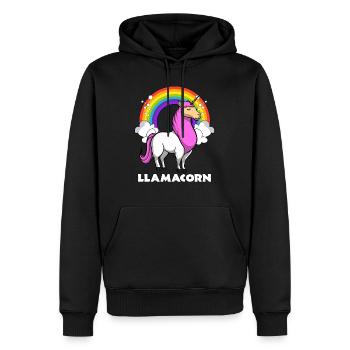 Llamacorn Licorne Llama Alpaga Animal Magique - Sweat à capuche Premium bio Homme - noir - Devant - Nico (187cm)