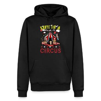 La vie est une fête de carnaval drôle de cirque - Sweat à capuche Premium bio Homme - noir - Devant - Nico (187cm)