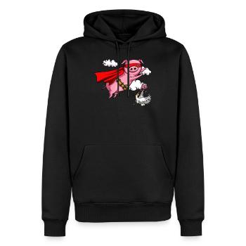 Fliegen-Schwein-lustiges Vieh - Männer Premium Bio Hoodie - Schwarz - Vorne - Nico (187cm)