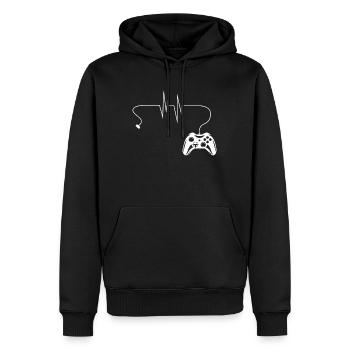 Gamer Gaming Herzschlag Herzfrequenz - Männer Premium Bio Hoodie - Schwarz - Vorne - Nico (187cm)