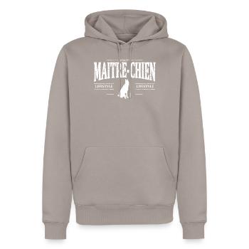Maître-Chien - Sweat à capuche Premium bio Homme - taupe - Devant - Nico (187cm)