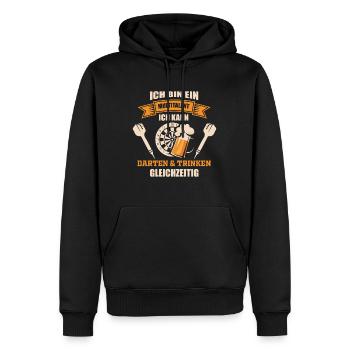 Une fléchette à tout faire - Sweat à capuche Premium bio Homme - noir - Devant - Nico (187cm)