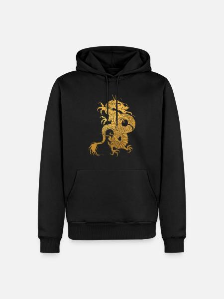 Traditional Chinese Yellow Dragon Tribal - Sweat à capuche Premium bio Homme - noir