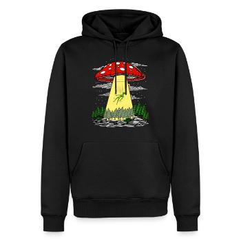 Ausländische Entführungs-UFO-Psilocybin-Reise des magischen Pilzes - Männer Premium Bio Hoodie - Schwarz - Vorne - Nico (187cm)