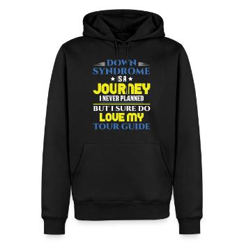 J'aime mon voyage avec le syndrome de Down du guide touristique - Sweat à capuche Premium bio Homme - noir - Devant - Nico (187cm)