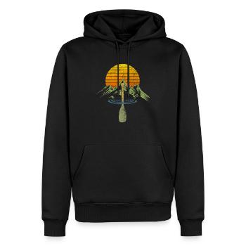 Coucher de soleil Montagnes Pagaie Canoë - Sweat à capuche Premium bio Homme - noir - Devant - Nico (187cm)