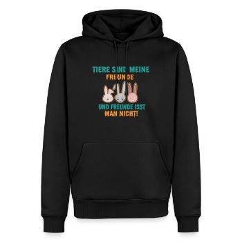 Tiere sind Meine Freunde und isst man nich - Männer Premium Bio Hoodie - Schwarz - Vorne - Nico (187cm)