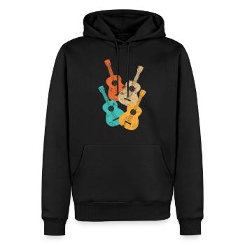 Ukulélé Retro - Sweat à capuche Premium bio Homme - noir - Devant - Nico (187cm)