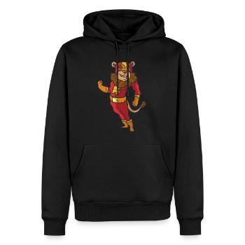 Lion le héros rapide Lion le héros rapide - Sweat à capuche Premium bio Homme - noir - Devant - Nico (187cm)
