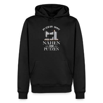 Süßes Frauen Näh T-Shirt I Geschenk für Schneider - Männer Premium Bio Hoodie - Schwarz - Vorne - Nico (187cm)