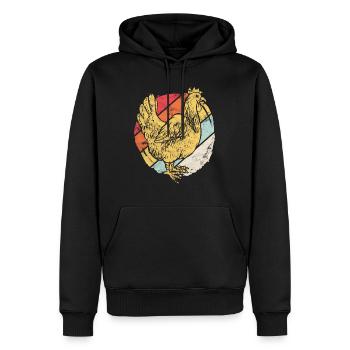 Cadeau poule poulet - Sweat à capuche Premium bio Homme - noir - Devant - Nico (187cm)