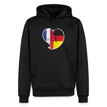 Cadeau d'amour de coeur France & Allemagne - Sweat à capuche Premium bio Homme - noir - Devant - Nico (187cm)