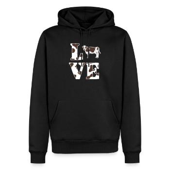 Kuh - Männer Premium Bio Hoodie - Schwarz - Vorne - Nico (187cm)
