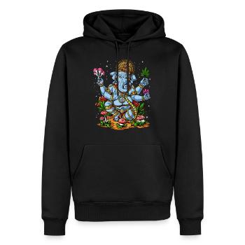Ganesha Hindu Elephant God Psychedelic Weed Shroom - Men’s Premium Organic Hoodie - black - Front - Nico (187cm)