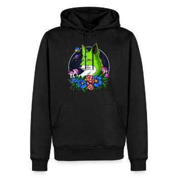 Fox Alien Space UFO Tier des dritten Auges - Männer Premium Bio Hoodie - Schwarz - Vorne - Nico (187cm)