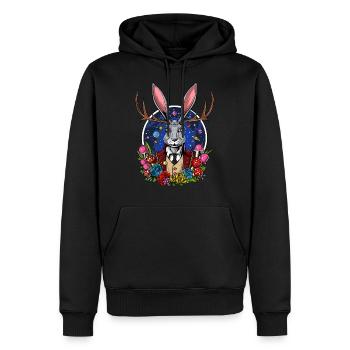 Psychedelische Jackalope - Männer Premium Bio Hoodie - Schwarz - Vorne - Nico (187cm)
