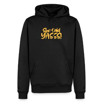 Heiratsantrag - Männer Premium Bio Hoodie - Schwarz - Vorne - Nico (187cm)