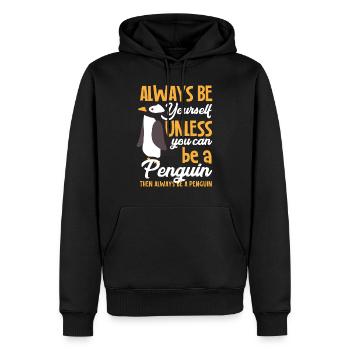 Pinguin Tier Geschenk - Männer Premium Bio Hoodie - Schwarz - Vorne - Nico (187cm)