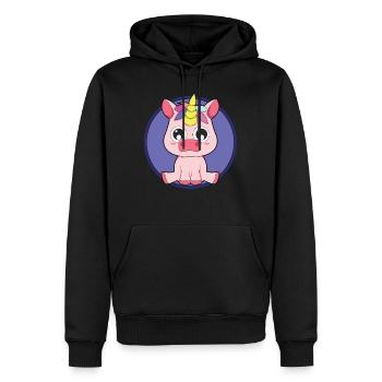 Baby Einhorn niedliche Tiere - Männer Premium Bio Hoodie - Schwarz - Vorne - Nico (187cm)