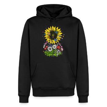 Hippie-Sonnenblume-psychedelische Blume des Lebens - Männer Premium Bio Hoodie - Schwarz - Vorne - Nico (187cm)