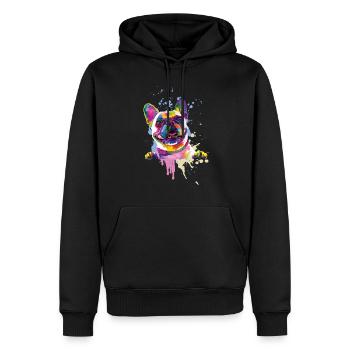 Französische Bulldogge Bunt Farben Geschenk - Männer Premium Bio Hoodie - Schwarz - Vorne - Nico (187cm)