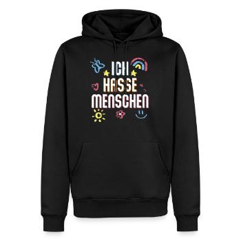 I HATE PEOPLE - Ich hasse Menschen - Geschenk Idee - Männer Premium Bio Hoodie - Schwarz - Vorne - Nico (187cm)