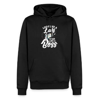 pêcheuse - Sweat à capuche Premium bio Homme - noir - Devant - Nico (187cm)