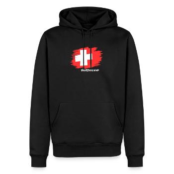 Schweiz - Männer Premium Bio Hoodie - Schwarz - Vorne - Nico (187cm)