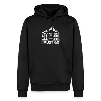 Cadeau de randonnée en montagne pour les Alpes suisses - Sweat à capuche Premium bio Homme - noir - Devant - Nico (187cm)