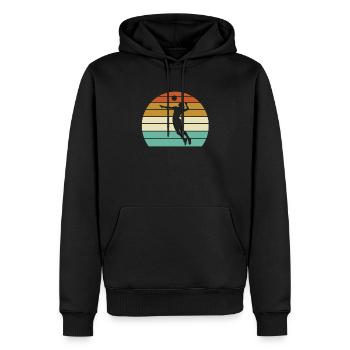 Volleyball rétro - Sweat à capuche Premium bio Homme - noir - Devant - Nico (187cm)