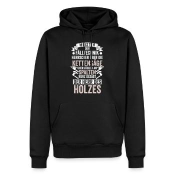 Lustige Holzfäller Sprüche - Männer Premium Bio Hoodie - Schwarz - Vorne - Nico (187cm)