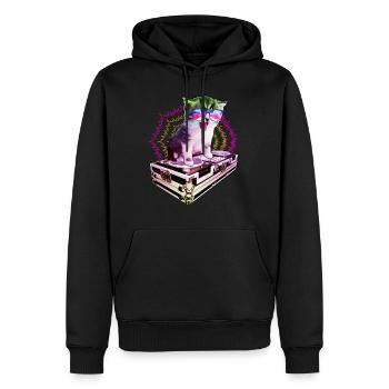 Katze Brille Turntable DJ Disco Club Nachtleben - Männer Premium Bio Hoodie - Schwarz - Vorne - Nico (187cm)