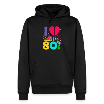 80er - Männer Premium Bio Hoodie - Schwarz - Vorne - Nico (187cm)