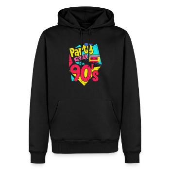 90er Jahre - Männer Premium Bio Hoodie - Schwarz - Vorne - Nico (187cm)