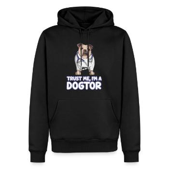 Trust Me I'm A Dogtor Bulldogge - Männer Premium Bio Hoodie - Schwarz - Vorne - Nico (187cm)