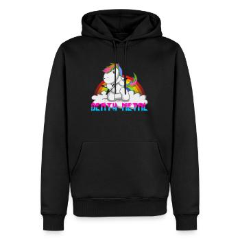 Death Metal Licorne Arc-en-ciel - Sweat à capuche Premium bio Homme - noir - Devant - Nico (187cm)