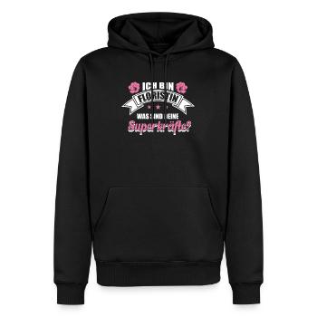 Ich bin Floristin was sind deine Superkräfte? - Männer Premium Bio Hoodie - Schwarz - Vorne - Nico (187cm)
